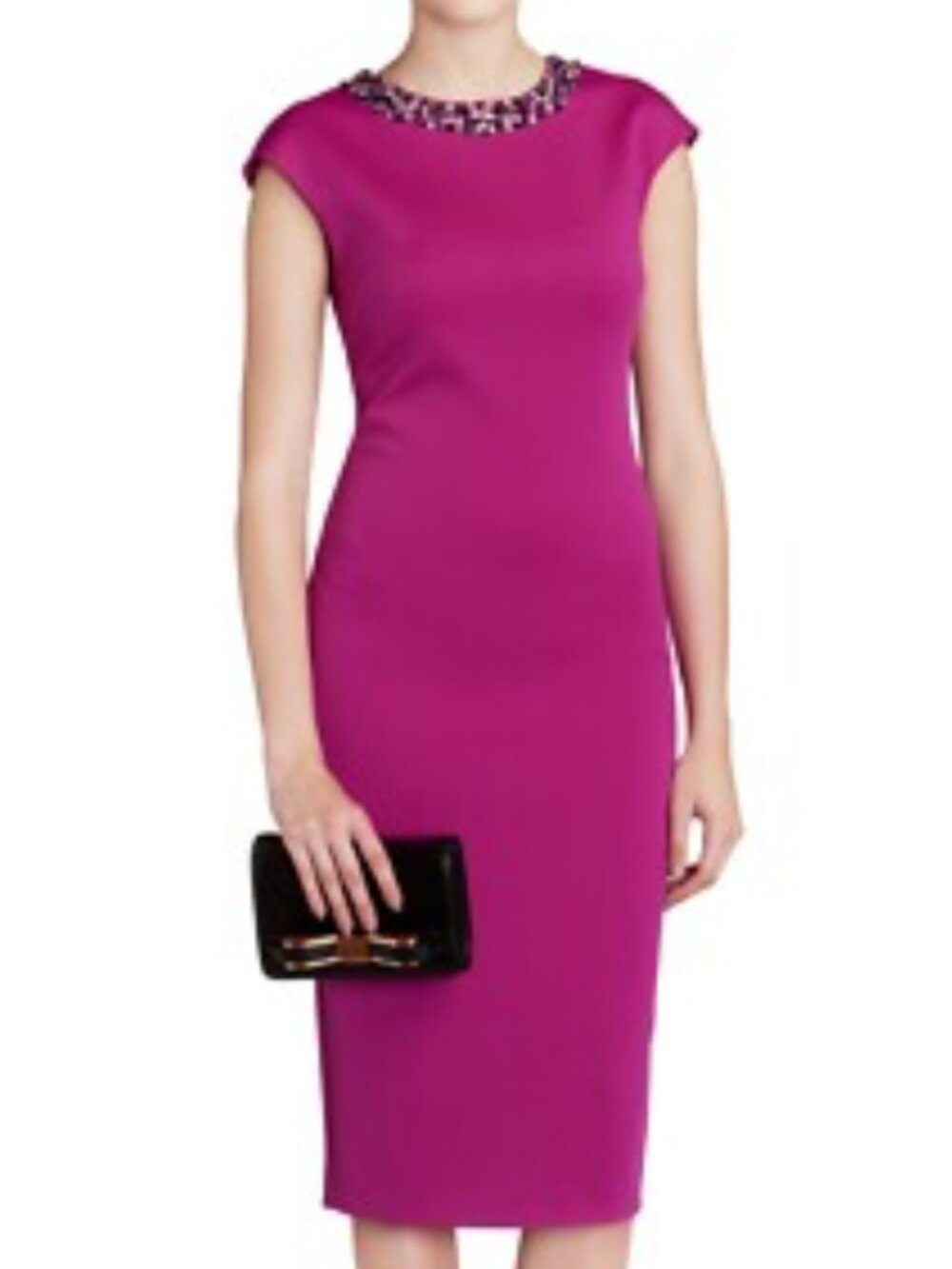🌟TED BAKER🌟 ELENNA RHINESTONE COLLAR SLEEVELESS SHEATH KNIT DRESS PINK SZ 1 S